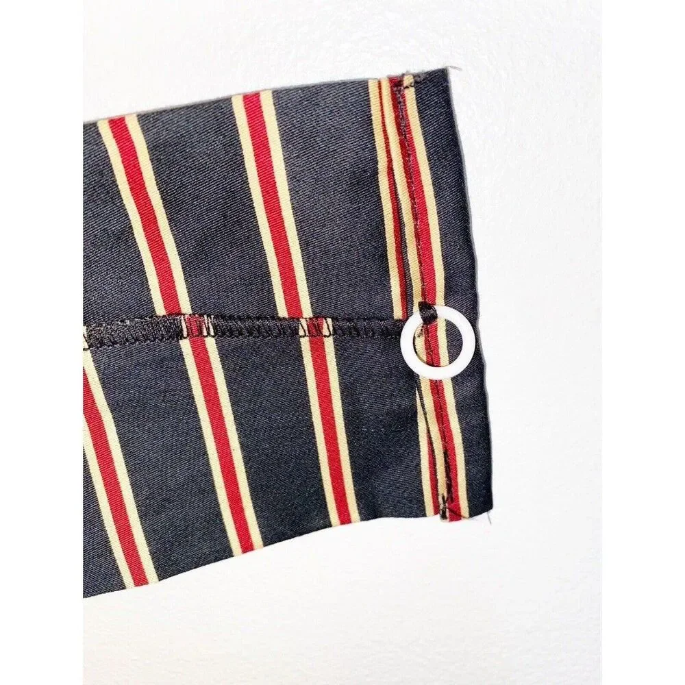 Royal Sateen Black Curtain Panels 40x84 Black with Burgundy and Tan Stripes